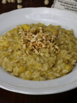 Leek and apple hazelnut risotto