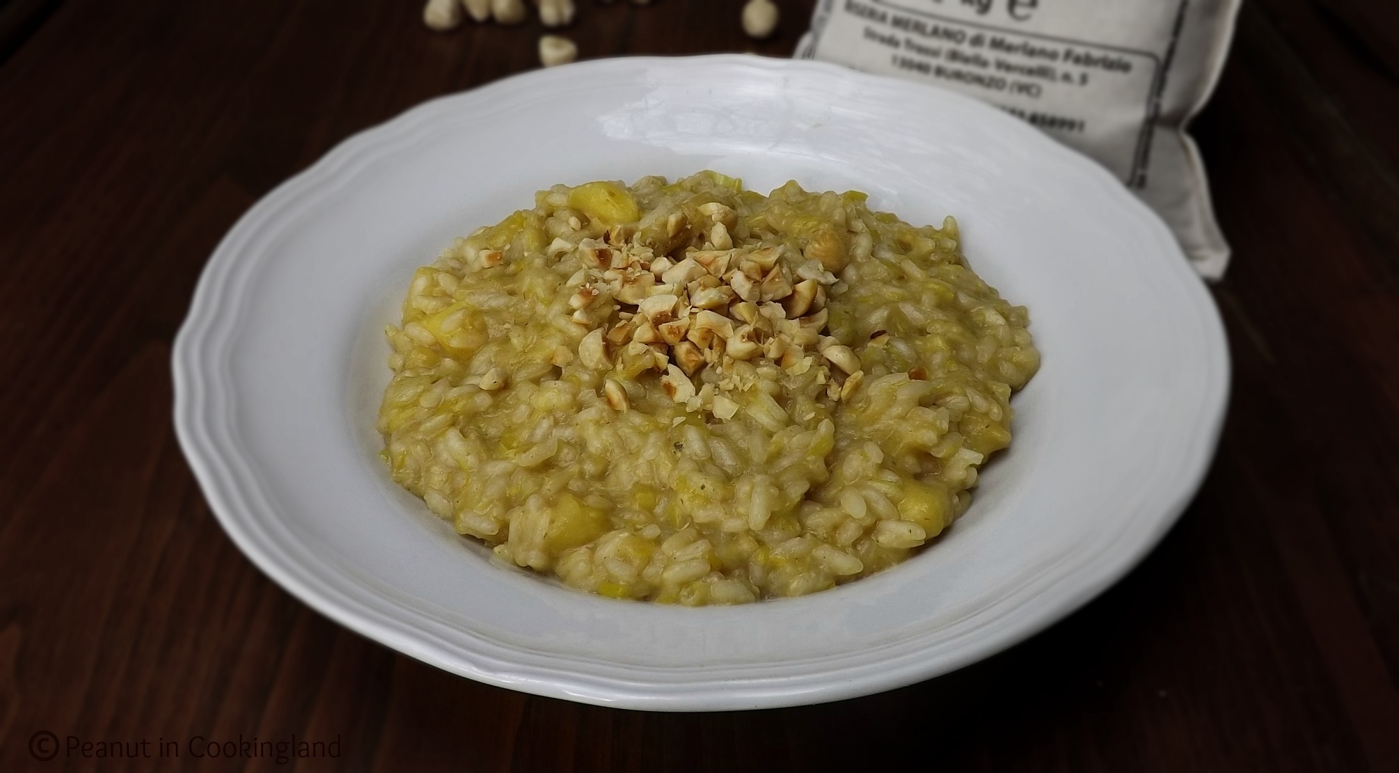 Leek and apple hazelnut risotto