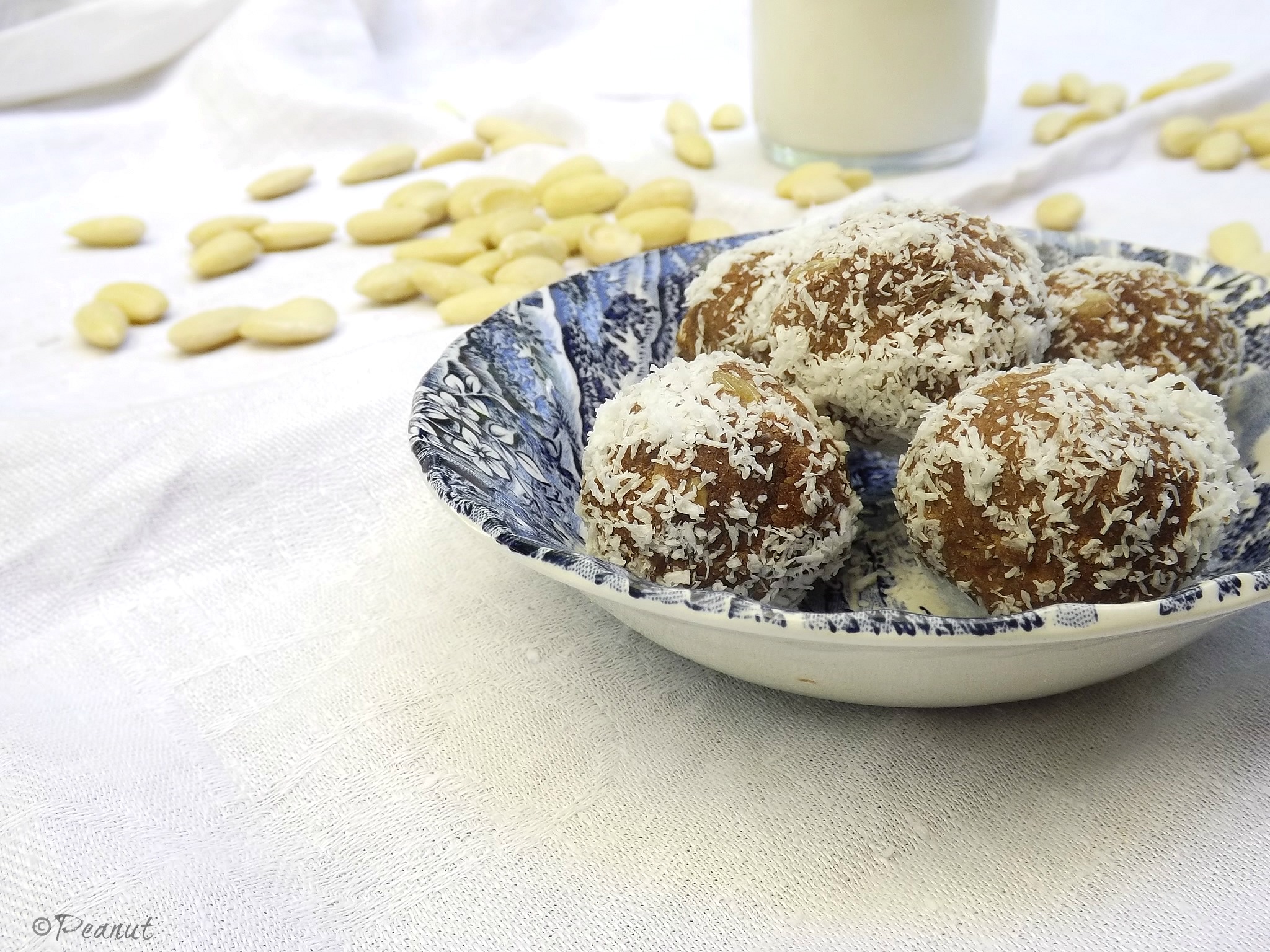 Homemade almond milk and raw almon pulp truffles