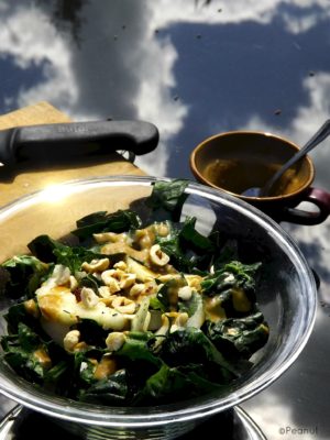 Spinach and pear salad with ginger hazelnut dressing