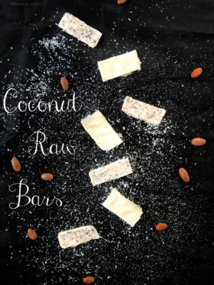 Three ingredients raw coconut bars