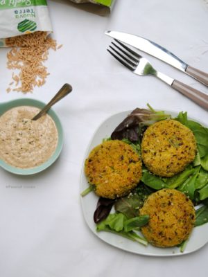 Asapragus oat cakes with hemp seed mayo